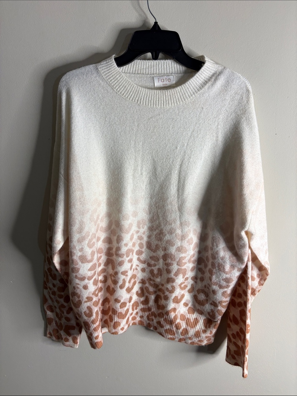 Fate Cream & Tan Leopard Ombre Crewneck Sweater